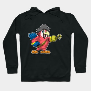 Parrot as pirate with Hook hand & Pirate hat Hoodie